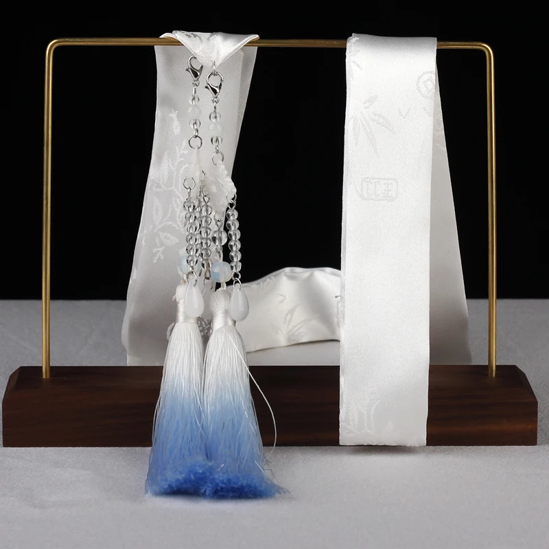 White C Повязка для волос hanfu головной убор anciension ласточкин хвост Супер девочка сказочный костюм аксессуары шоу лента для волос завязанная веревка - Цвет: White C