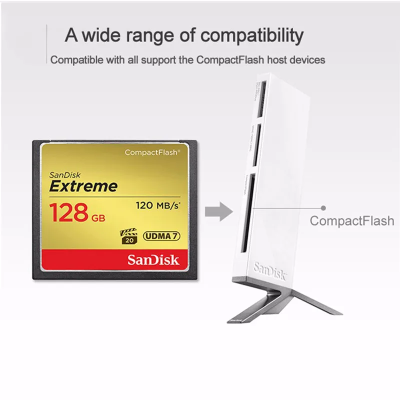 SanDisk Экстремальная компактная флэш-карта CF 128 ГБ 32 64 Гб Мб/с карта памяти для
