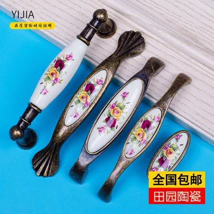 2 шт. винтажные бронзовые керамические дверные ручки|knob kitchen|pull knobceramic door handle |
