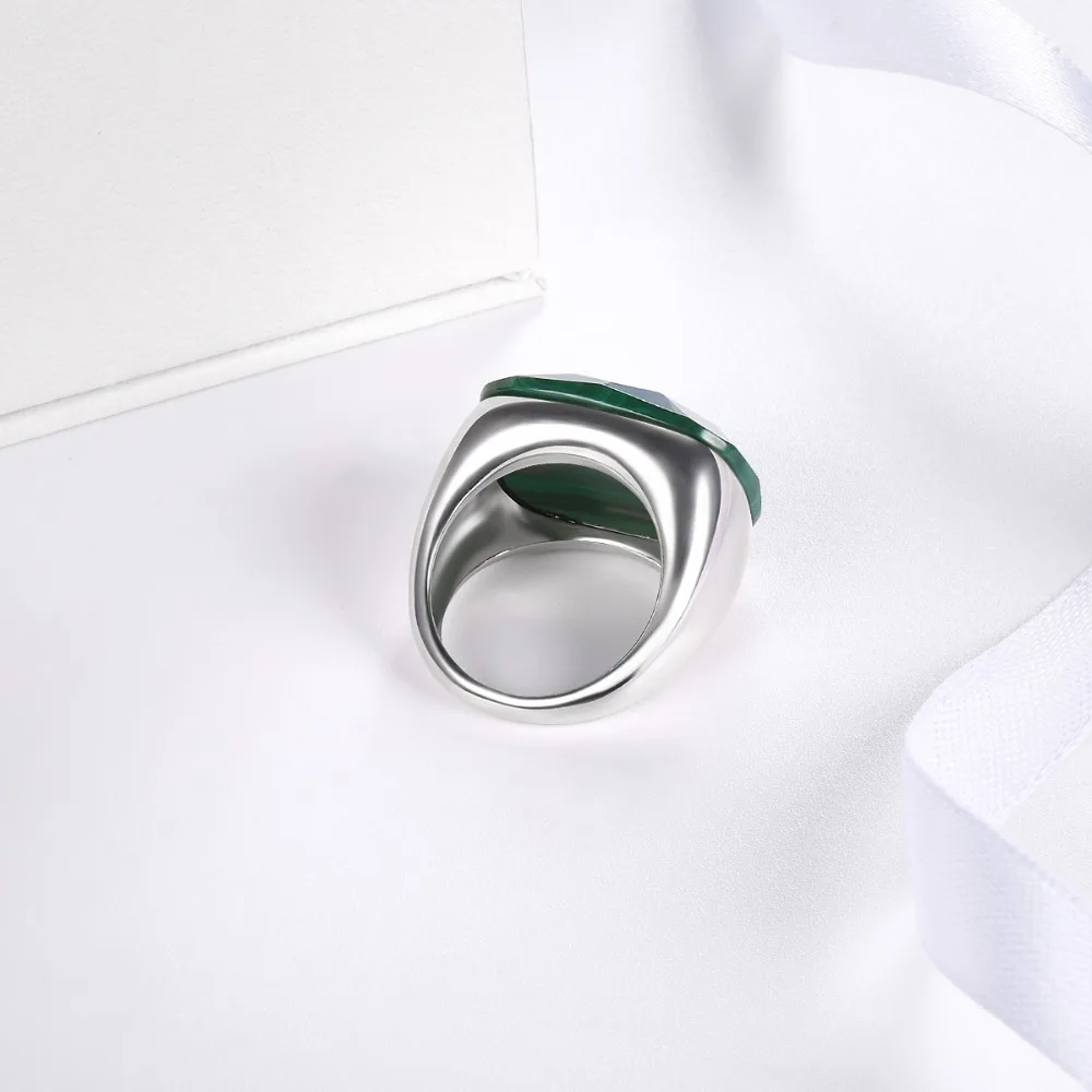 Hutang Malachite Engagement Rings Checkerboard Cut Natural Gemstone Solid 925 Sterling Silver Ring Men Women Fine Stone Jewelry|fine jewelry|925