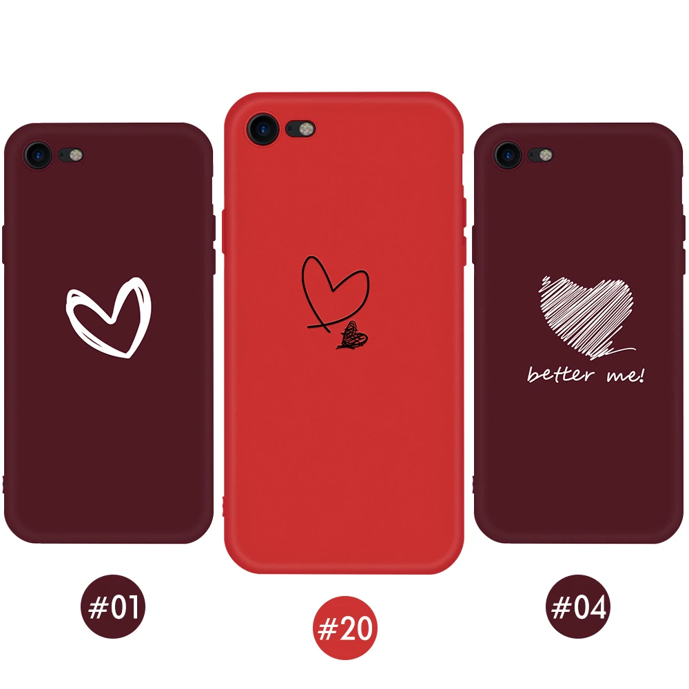 Ретро Мультфильм окрашенный чехол для телефона iPhone 7 8 Plus 7Plus 8 Plus для iPhone7 iPhone8 Plus Мягкий чехол красный любовь милый чехол
