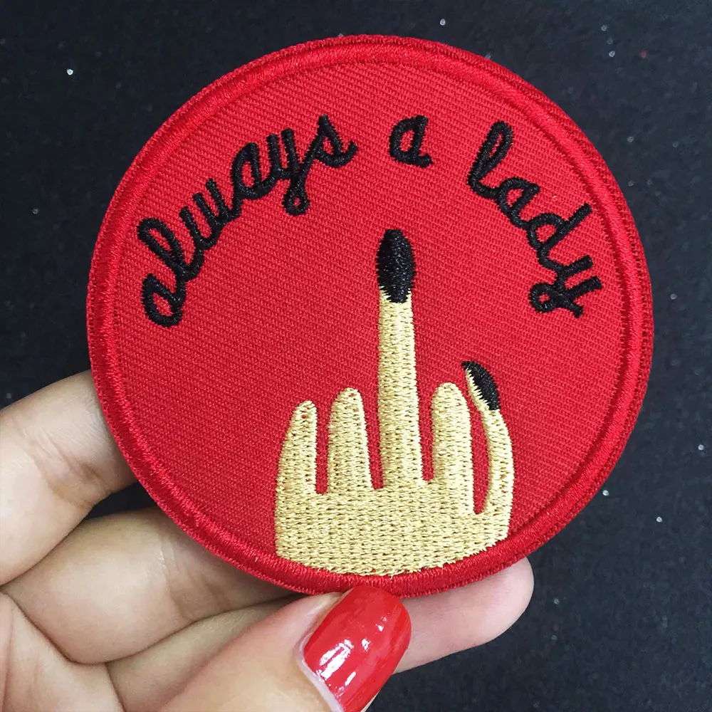 

Always a lady patches Embroidered skeleton Applique Sewing Label punk biker Patches Clothes Stickers Apparel Accessories Badge