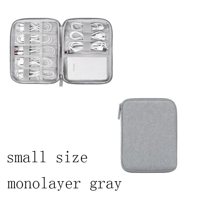 small monolayer G Серый/Черный Многофункциональный usb-кабель для передачи данных, провод для наушников, сумка, внешний аккумулятор, дорожная посылка для хранения, аксессуары для электроники - Цвет: small monolayer G