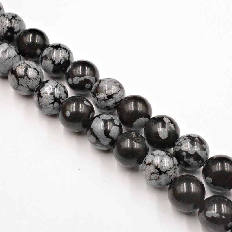 Натуральный камень снежинка обсидиан круглые бусины оптом свободные для