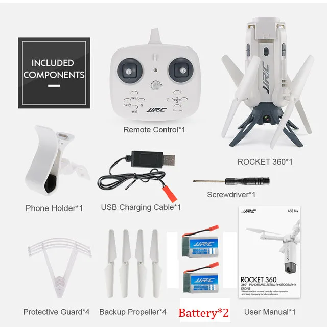 JJRC H51 реактивный Дрон с камерой Wi-Fi FPV RC Дрон 360 градусов панорамная аэрофотосъемка складной Квадрокоптер - Цвет: total 2 battery