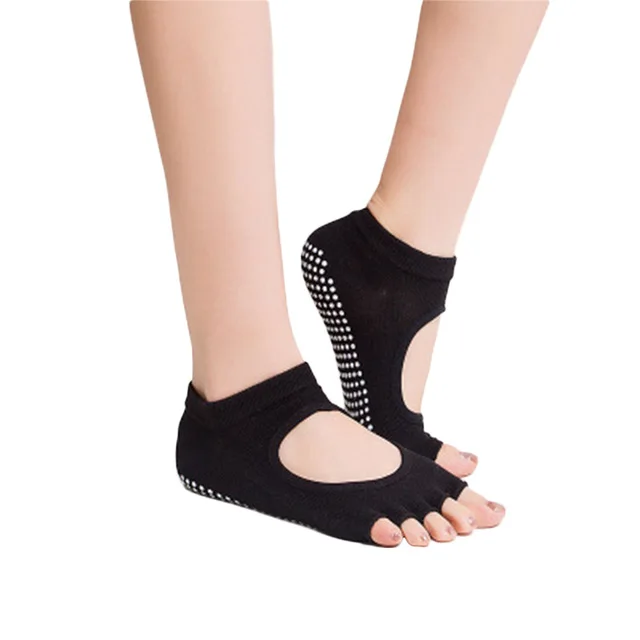 

Ladies Fashion Cotton Yoga Socks Sports Non-slip Silica Gel Five Toes Socks Women Belly Dance Ballet Dance Half Toe Design Socks