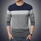 Женский зимний повседневный мужской свитер 2022, полосатый приталенный трикотажный свитер с круглым вырезом, мужские свитера, пуловеры, Мужской пуловер