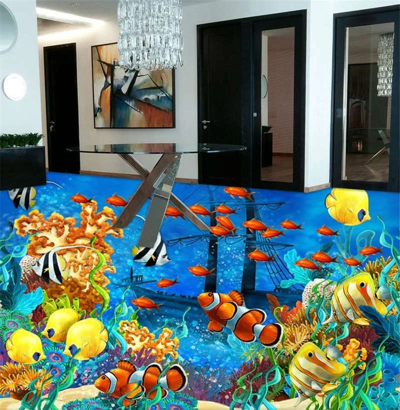 Бесплатная доставка 3D Наклейка на стену заказ подводная красочная морская рыба
