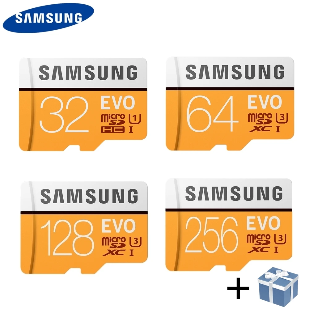 SAMSUNG EVO карта памяти MicroSD 256 г 128 ГБ 64 ГБ 32 ГБ 16 ГБ 100 МБ/с. Class10 U3 U1 SDXC Класс EVO+ карты памяти Флэшка Микро сд Micro SD Card Флешка