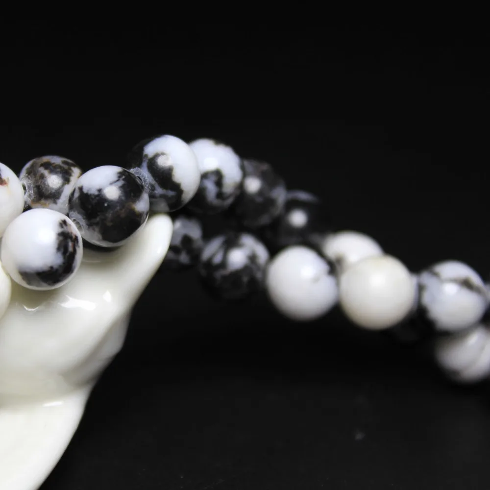 Бусины Из Натурального черно-белого камень &quotЗебра&quot AAA + для изготовления