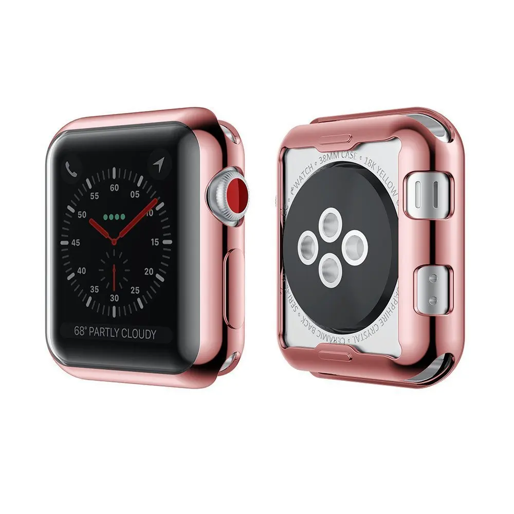 Защитный чехол из ТПУ для Apple Watch полностью покрытый золотом 38 мм 42 Защитные чехлы