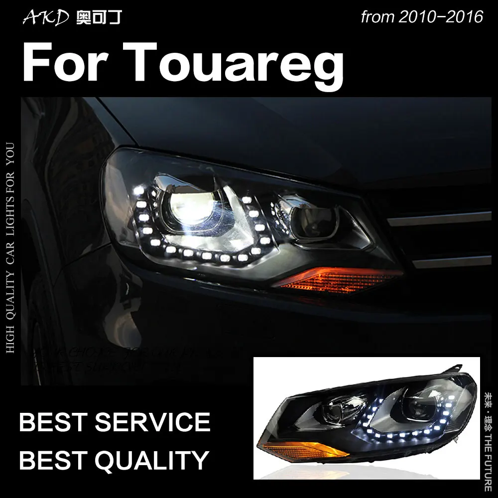 AKD автомобильный Стайлинг для VW Touareg светодиодный налобный фонарь 2011- Touareg светодиодный DRL Hid вариант Головной фонарь Ангел глаз биксеноновый луч аксессуары