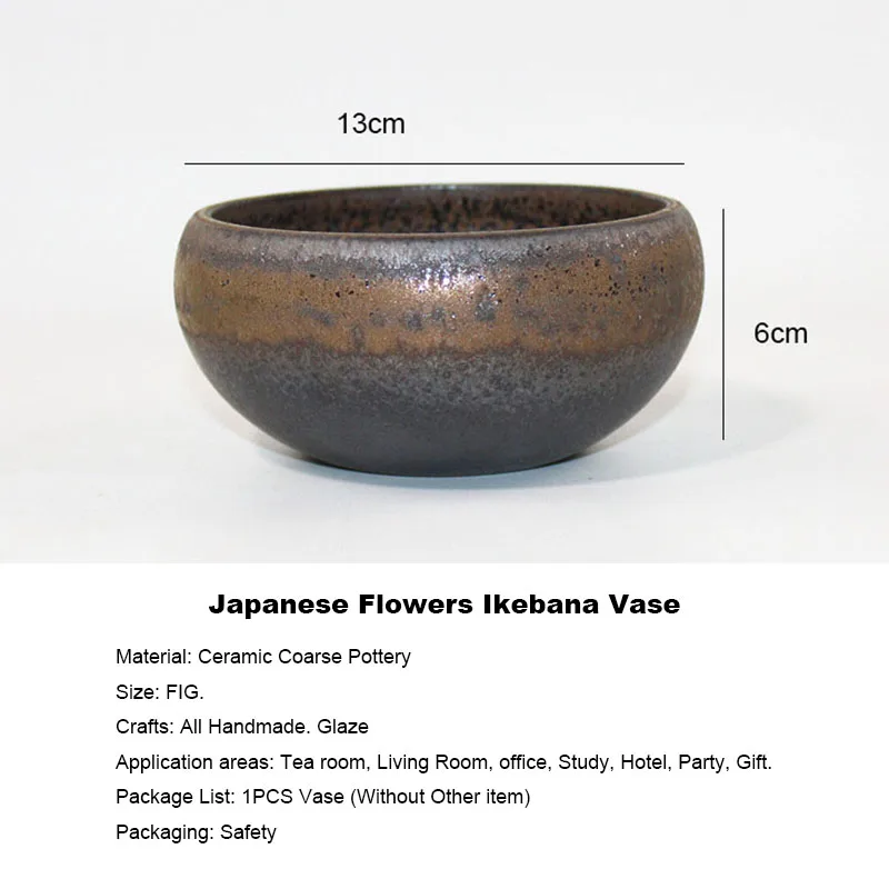 Японская Цветочная ваза чаша для цветов винтажная Ikebana грубая керамика цветочный