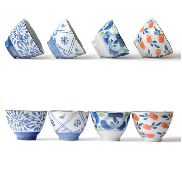 Керамическая чаша ретро ручная роспись посуда подглазурь Китай сине белая