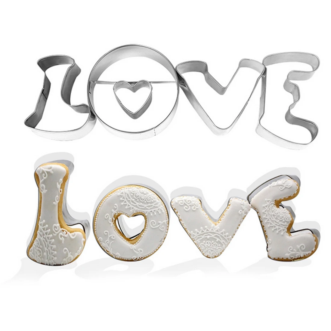4 шт./лот LOVE Letters металлические формы из нержавеющей стали торты для печенья