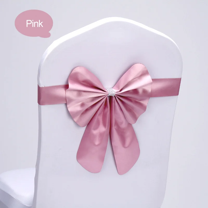 Pink Горячая Распродажа 100 шт./лот 16 цветов Свадебная вечеринка украшение в виде банта; галстука-бабочки Пряжка гостиничных залах торжеств полиэстер пластиковый стул Обложка эластичная лента для стула группа - Цвет: Pink