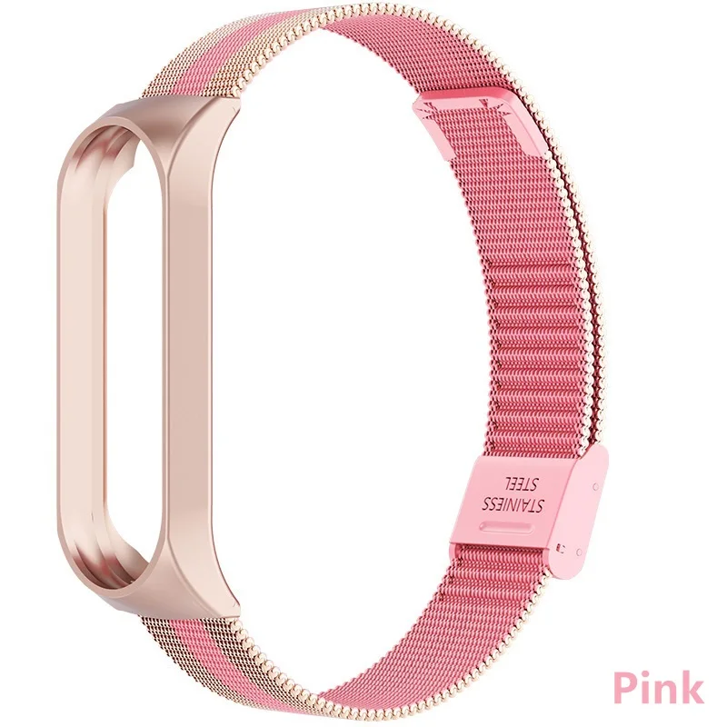 Buckle-pink Mi band 4 ремешок для Xiaomi mi band 3 умный браслет металлический браслет из нержавеющей стали ремешок для Xiaomi mi band 4 mi band 3 умный Браслет - Цвет: Buckle-pink