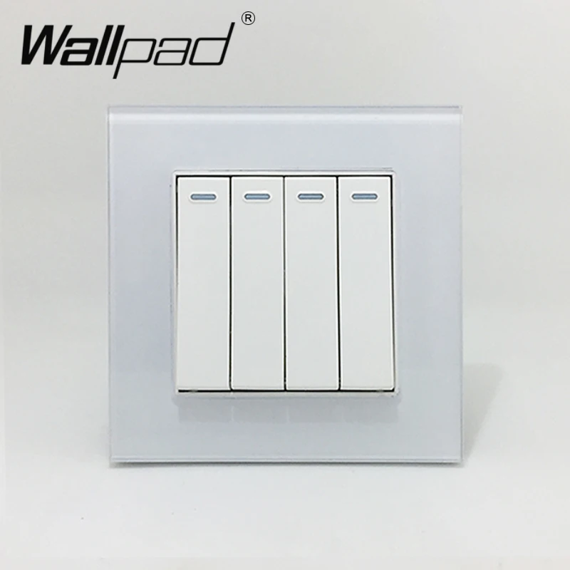 4 Gang 2 Way Wallpad Стекло Панель 110 V-250 V стандарта ЕС, США, Великобритании Стандартный Флуоресцентный светильник 4 Gang 2 Way пуш-ап вкл/выкл переключатель Панель