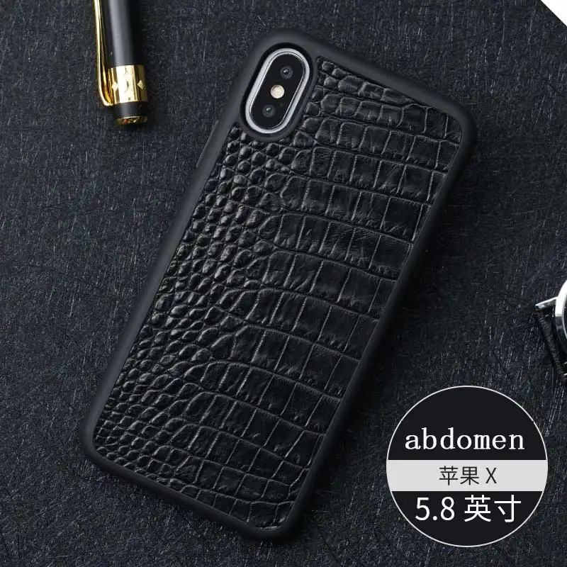 black LANGSIDI натуральная крокодиловая кожа чехол для телефона для iphone 11 XS XSMax XR 6 7 8 8 plus все включено Мягкий защитный чехол - Цвет: black