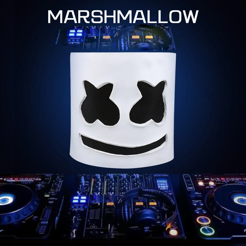 Симпатичная латексная маска Marshmallow для косплея DJ Marshmello Cos Хэллоуин головной убор