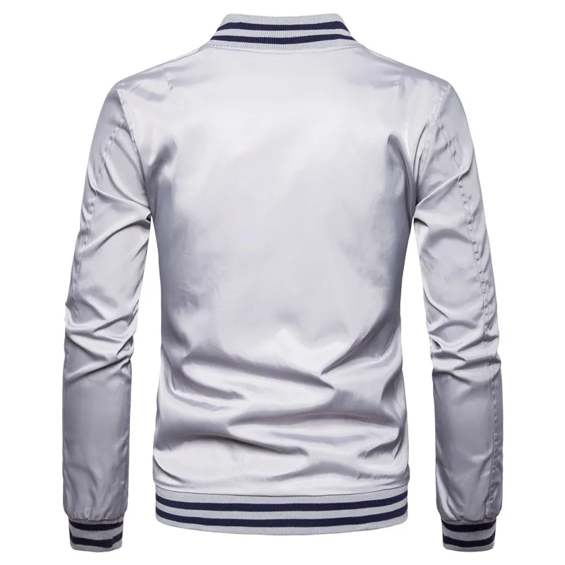 Новинка 2019 мужская куртка повседневная однотонная с длинным рукавом круглым