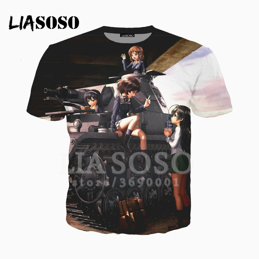 LIASOSO 3D принт для женщин и мужчин аниме девушки панзер косплей футболка Летняя