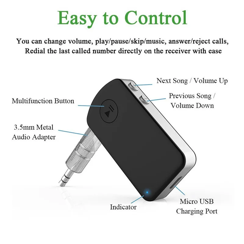 Bluetooth V4.2 аудио приемник для автомобиля стерео беспроводной 3 5 мм RCA Aux адаптер Hi Fi