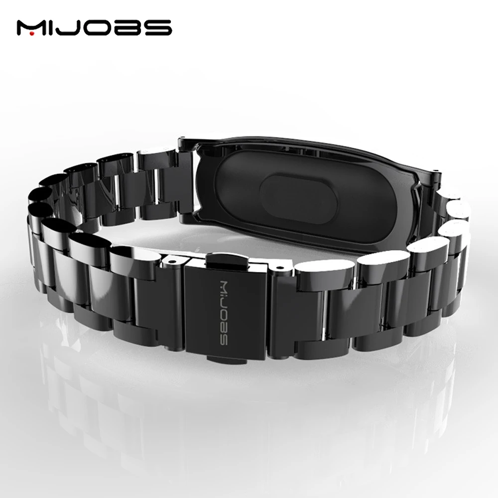 Оригинальные mijobs металлический ремешок для Xiaomi mi Band 2 ремешки Безвинтовые браслет из нержавеющей стали Замена аксессуаров для mi Band 2
