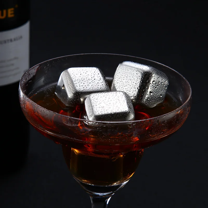 

4/6/8pcs Stainless Steel Reusable Ice Cubes Frozen Ice Blocks Maker Whiskey Ice Cube Maker Reusable Wine Beer Cooler