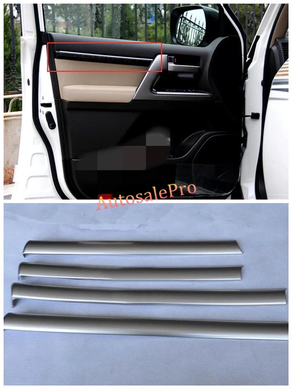 

LHD Chrome Matt Car Interior Door Stripe Cover Trim for Toyota Land Cruiser LC200 2008 2009 2010 2011 2012 2013 2014 2015 2016