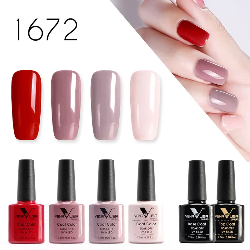 1672 4colorbase top Venalisa, поставка с фабрики, рождественские подарки, набор из 7,5 мл, дизайн ногтей, замочить от УФ, зеркальный Гель-лак для ногтей, Гель-лак, лаки - Цвет: 1672 4colorbase top