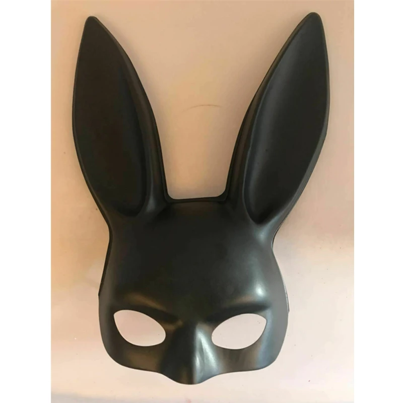 Black Matte Новые Маски для Хэллоуина с длинными ушками кролика, женский сексуальный танцевальный карнавальный костюм, Маскарадная маска для девочек - Цвет: Black Matte