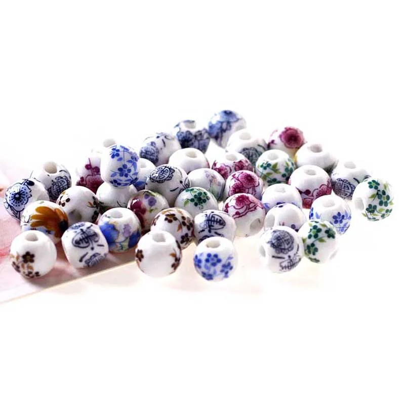 Круглые керамические бусины ручной работы дизайнерские фарфоровые россыпью для