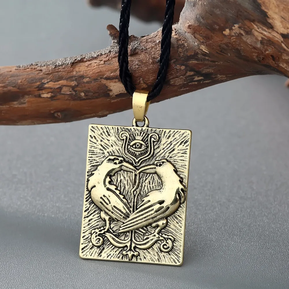 Kinitial Valknut ожерелье в стиле норвежских викингов Odin's Symbol Huginn Munin Animal Ravens