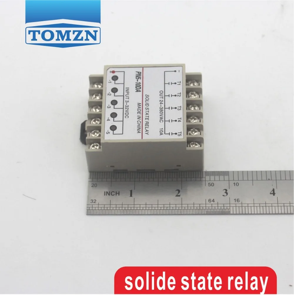 5 канальное Однофазное твердотельное реле постоянного тока 10DA Din рейка SSR quintuplicate