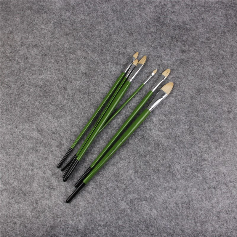 6pcs/Set, Different sizes pig bristle artist oil painting brushes duck Tongue brush Set Drawing Art Supplies Watercolor Gouache