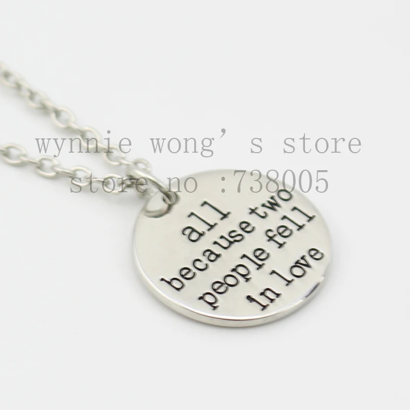 2015 мода &quotвсе потому что два человека влюбились&quot Круглый диск Шарм ожерелье