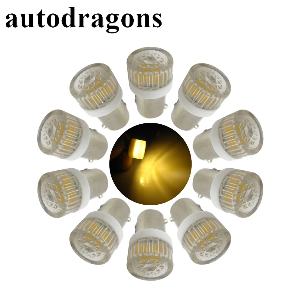 Autodragon 100 шт. Ba9s #44 байонетная лампа переменного тока 6 в/6 3 В 2*5630 SMD + светодиодная с