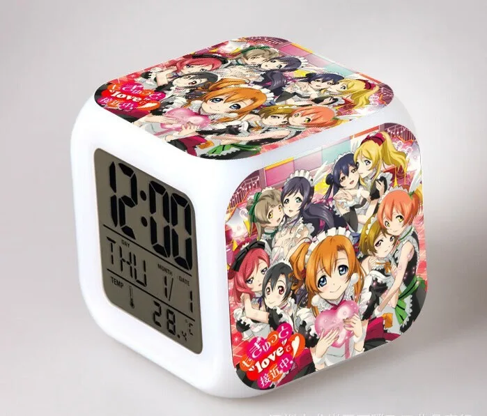 Аниме Love Live! Школьный идол проект фигурки Саат цифровой будильник с 7 меняющимися