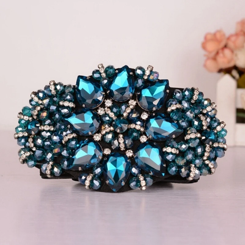 Модные женские эластичные поясные пояса с кристаллами и цветочной пряжкой