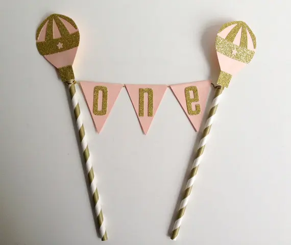 

star Hot Air Balloon Cake Bunting Banners custom number Birthday Cake Decor. Princess girl Party birthday baby shower decor