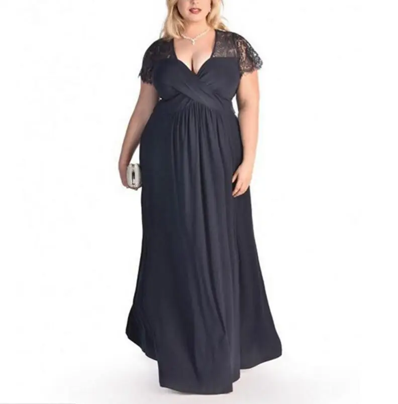 Большие женские черные кружевные платья с рюшами и высокой талией больших