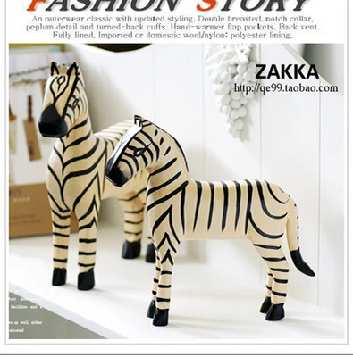 

SET Hand-made WOOD Zebra creative home office desktop decoration antique pastoral sculptures room