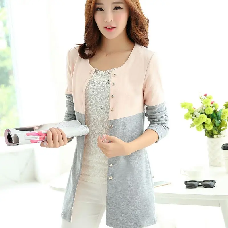 Женский кардиган весенне-осенний Повседневный вязаный свитер с прострочкой