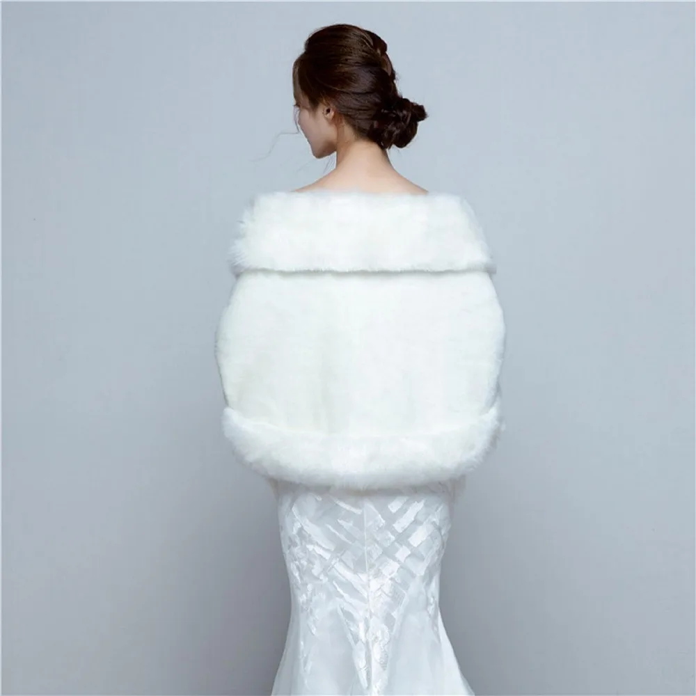 Женская зимняя накидка из искусственного меха длинная теплая на свадьбу или