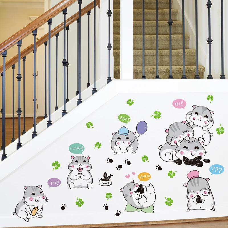 [Dreamarts] мультфильм милые хомяки Животные наклейки на стену ПВХ материал DIY