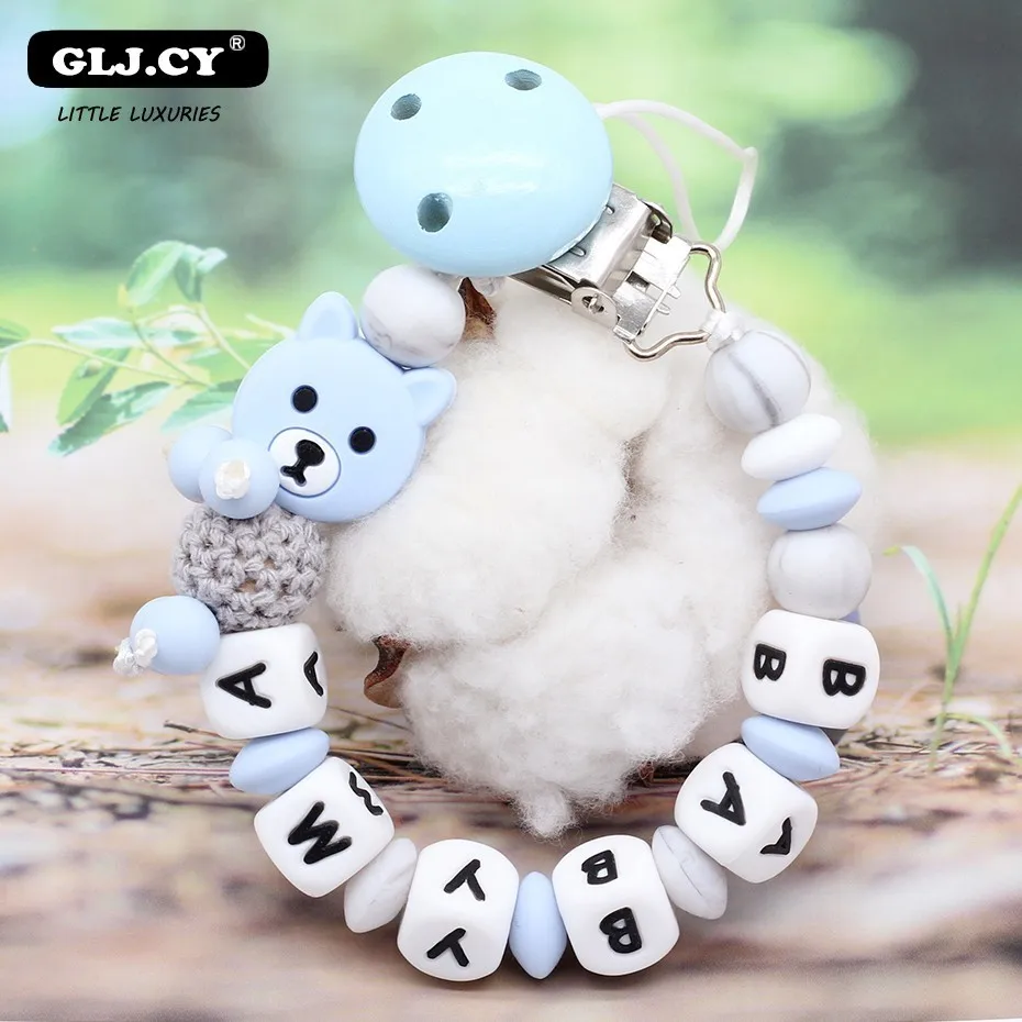 Новинка 2019 зажим для соски с именем мультяшная панда силиконовые бусины детские