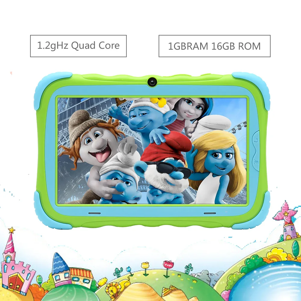 IRULU 7 дюймов Android 7,1 детский планшет 16GB Babypad Edition ПК с Wifi и камерой GMS Сертифицированный поддерживаемый Детский защитный чехол(зеленый