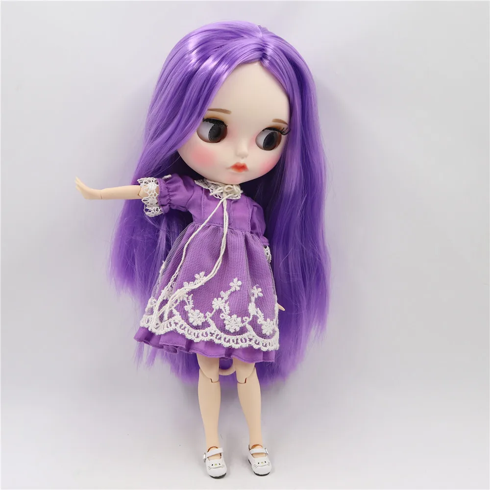 Кукла Blyth doll от ICY DBS белая кожа суставы тела фиолетовые волосы новое матовое лицо