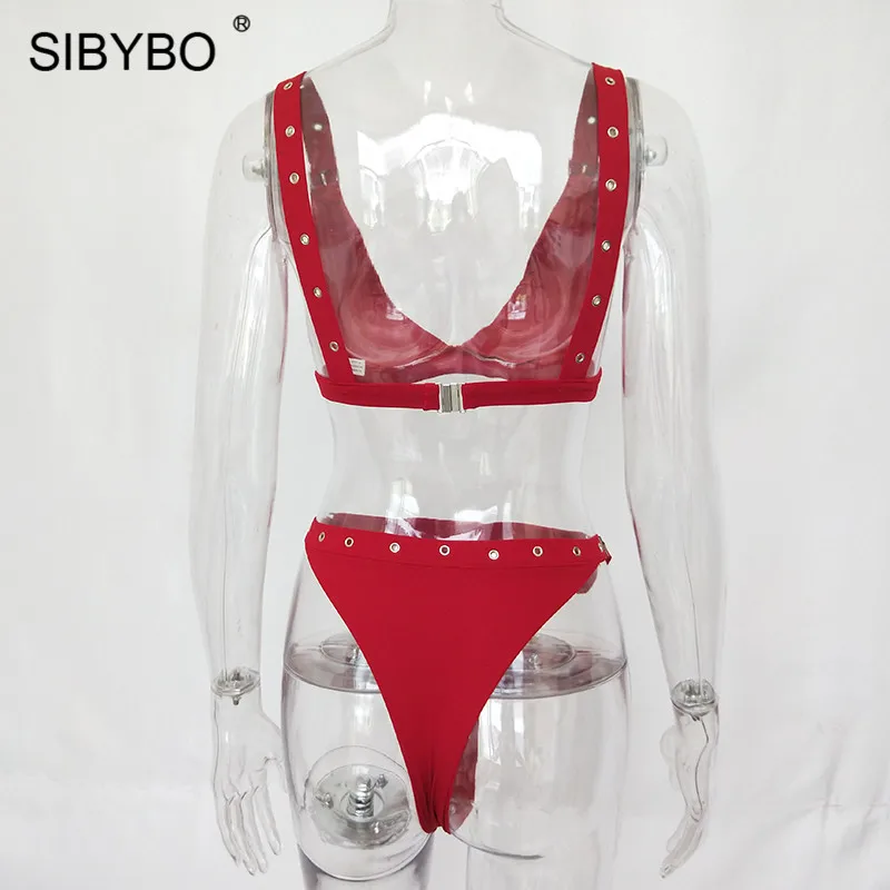 Sibybo, регулируемый ремень, спагетти ремень, сексуальный боди для женщин, v-образный вырез, обтягивающий комплект из двух предметов, женский комбинезон, пляжные женские комбинезоны